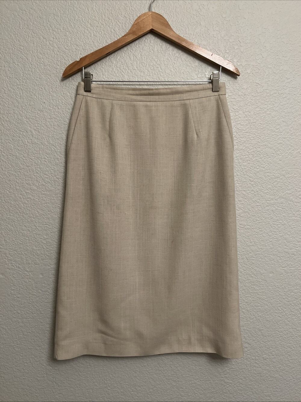 VTG Napa Studio Midi Pencil Skirt Modern Quiet Luxury Classic Career Lined Beige